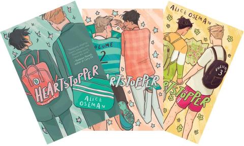Cover images of volumes 1-3 of the Heartstopper Series
