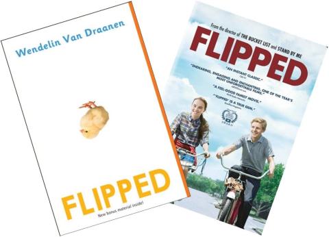Flipped book and movie covers