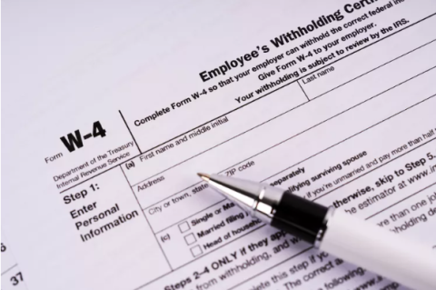 Close-up photograph of W-4 form (with no information filled out)