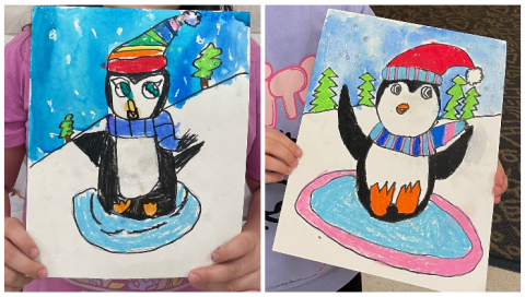 Penguins sledding examples