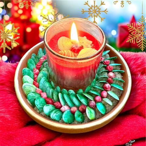 seashell wreath candle