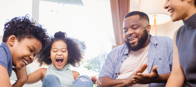 Family playing game