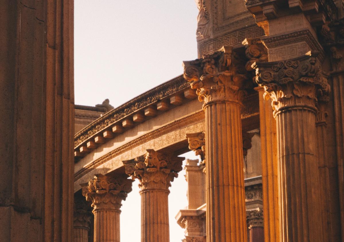 Colosseum with Roman pillars