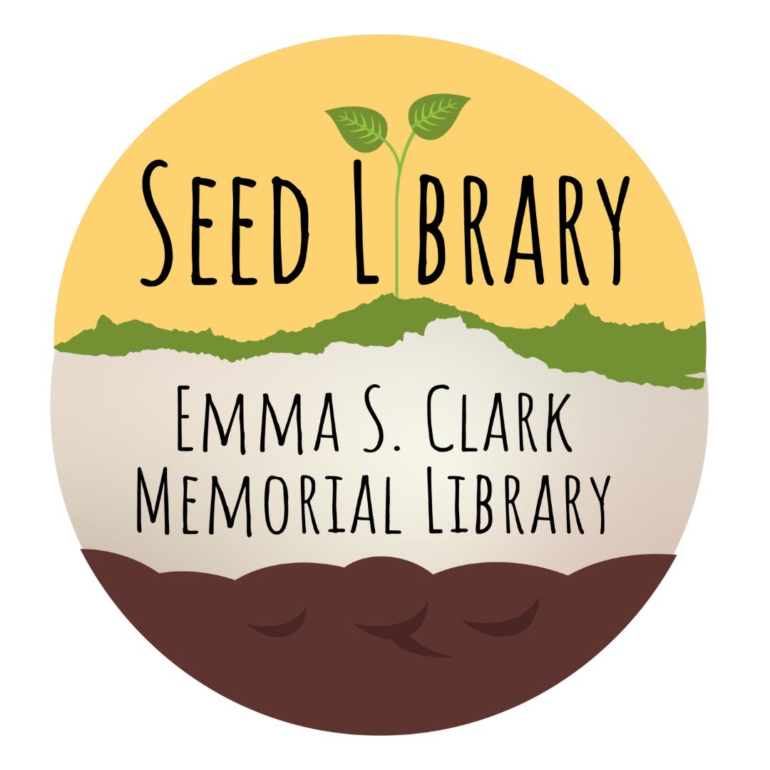 Image of Seed Library icon. Text reads" Seed Library Emma Clark Memorial Library"