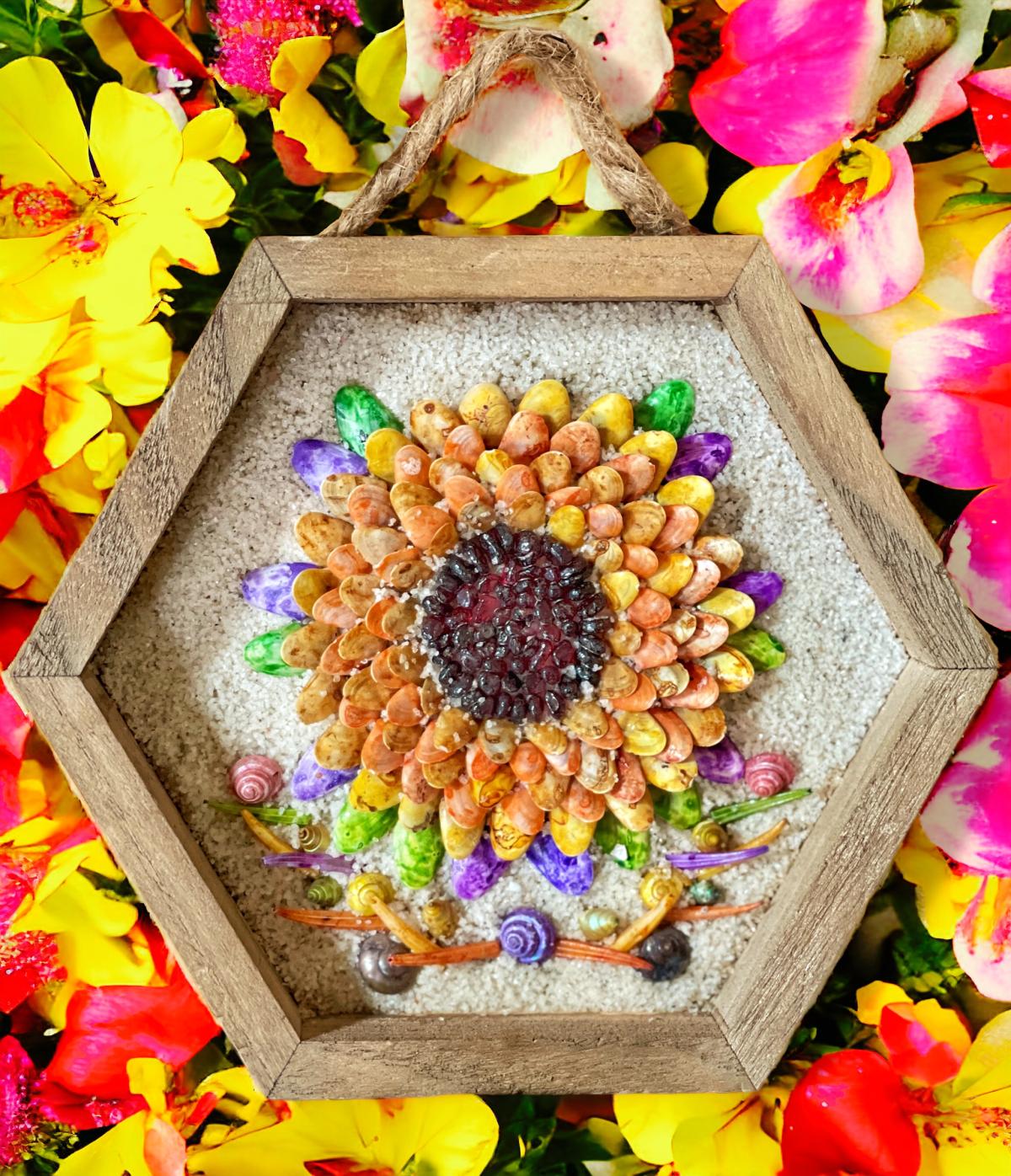 Sunflower Shell Art example