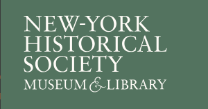 New-York Historical Society logo (a classic all-caps white serif font over an olive green backdrop)